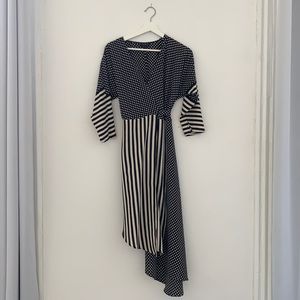 Asymmetrical multi-pattern Topshop wrap dress
